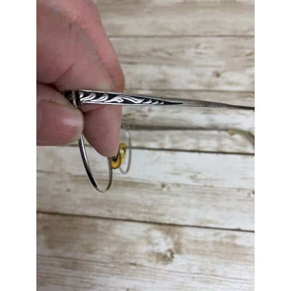 MCM Etched Silver Tone Cat Eye Eyeglass Frames 12K White GF USA 4-1/4-5-1/2 - Picture 6 of 15